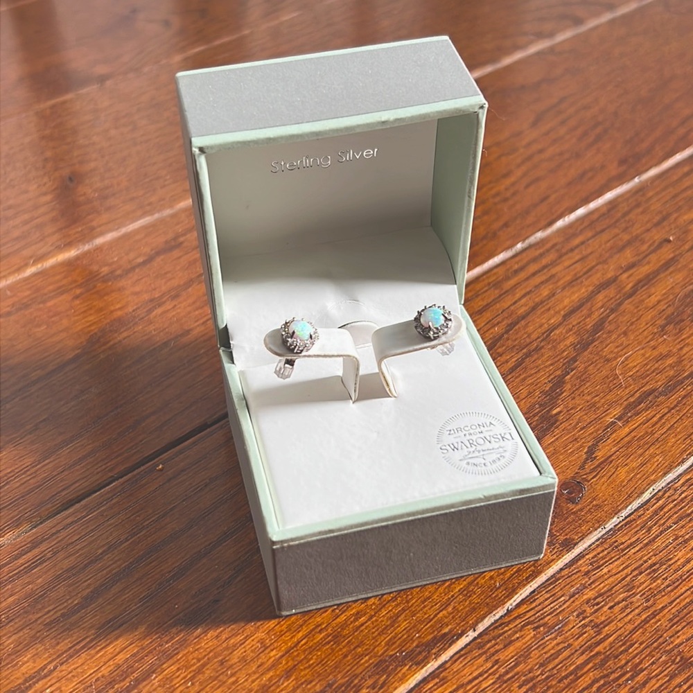 Opal earrings with crystal accents